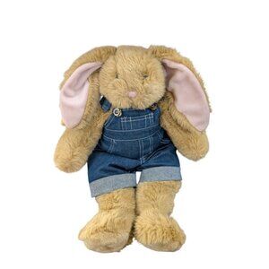 1997 Build A Bear BABW Brown Bunny Big Ears Rabbit 18” Retired Plush in Overalls